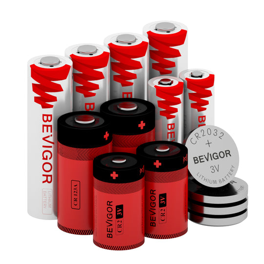 BEVIGOR Lithium Batteries AAx4, AAAx2, CR123Ax2, CR2x2, CR2032x4【Non-Rechargeable】